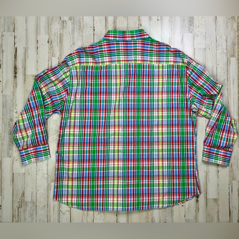 Tailorbyrd Mens Dress Shirt 4XL Long Sleeve Green Blue Button Up - Picture 11 of 13